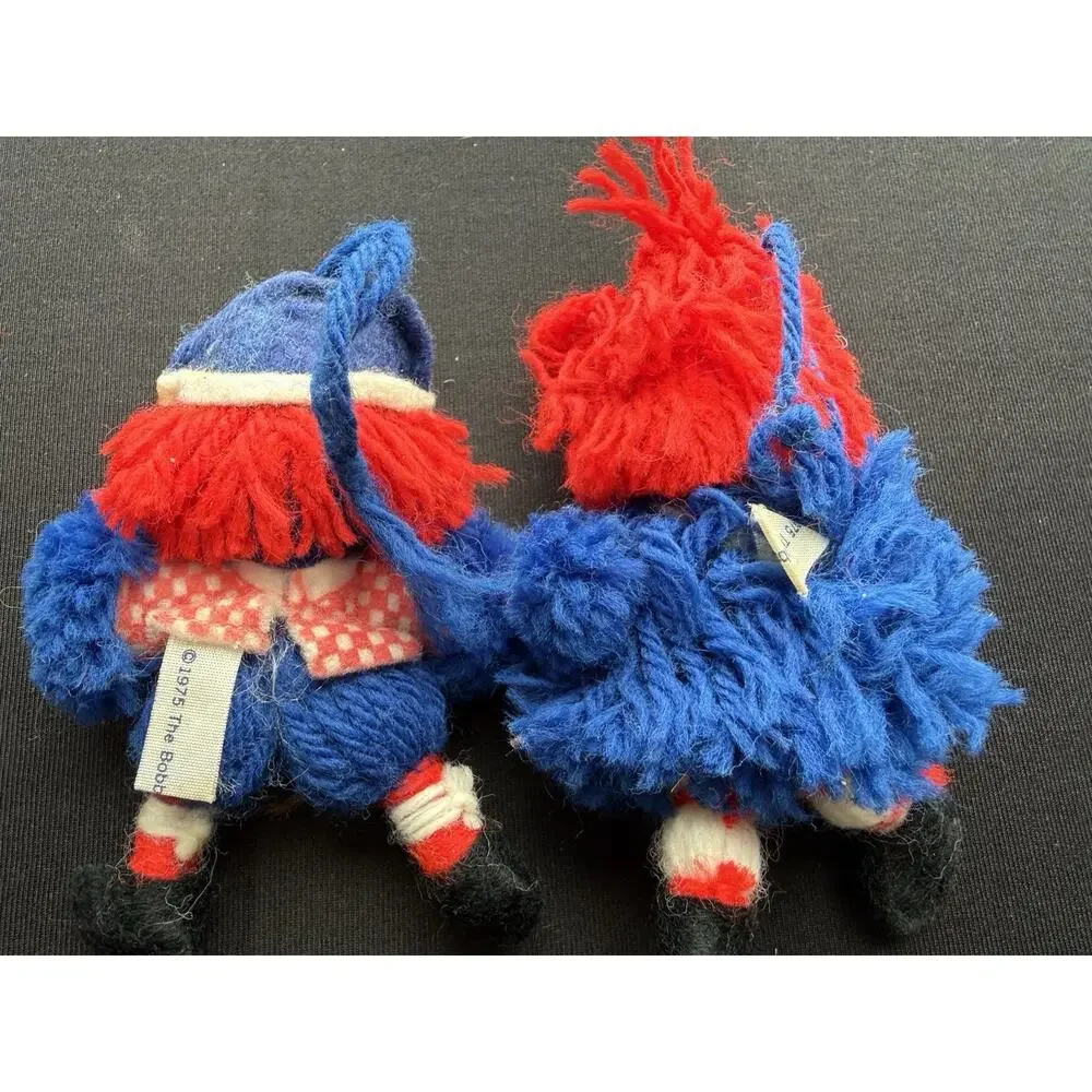 Vintage 1975 Raggedy Ann and Raggedy Andy Yarn Ornaments